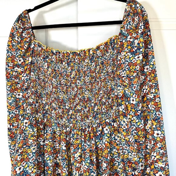 Milkmaid Floral Print Balloon Sleeve Dress 2XL - Picture 9 of 9